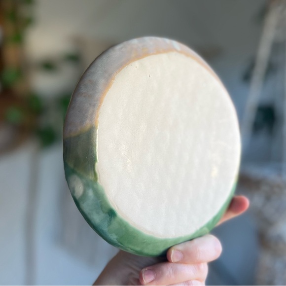 Handmade Green Mermaid Scales Ceramic Plate, 7-Inch Coastal Decorative Dish - Picture 6 of 9